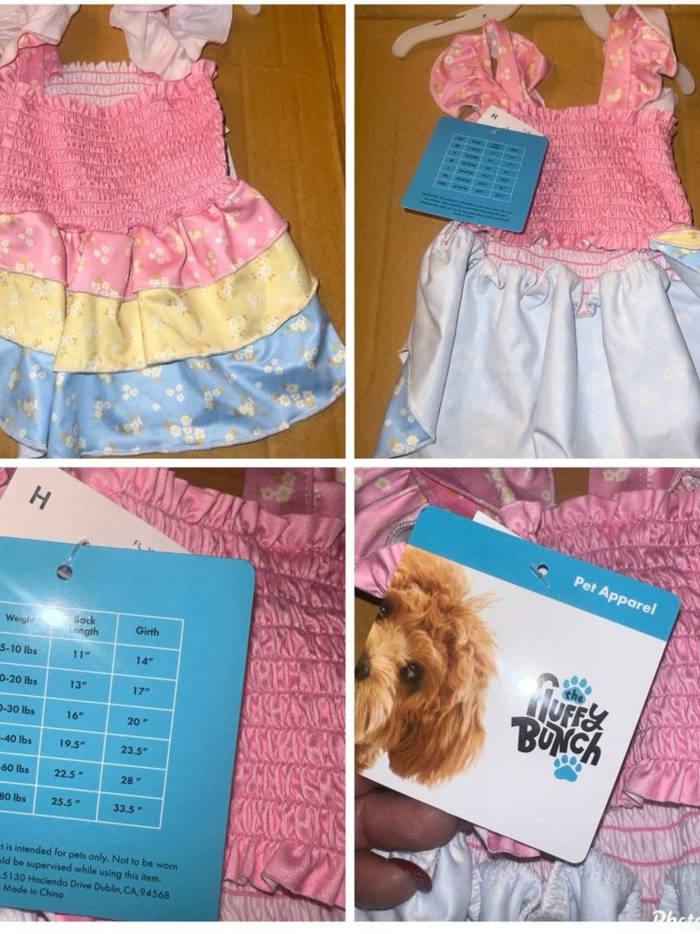 The Fluffy Bunch Pink, Yellow & Blue Ruffle Pet Dress